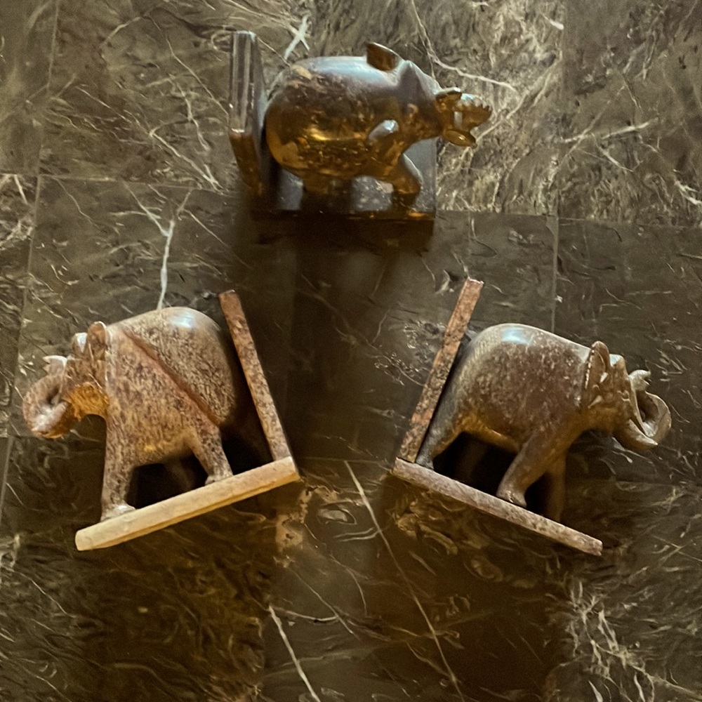 Marble Elephant Bookend/ Book Holder